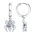 SOKOLOV 94026664 Cercei pentru femei în formă de paianjen, Argint 925 placate cu rodiu, Cubic Zirconia colorless tăietură pear și rotundă, 26x10x3 mm