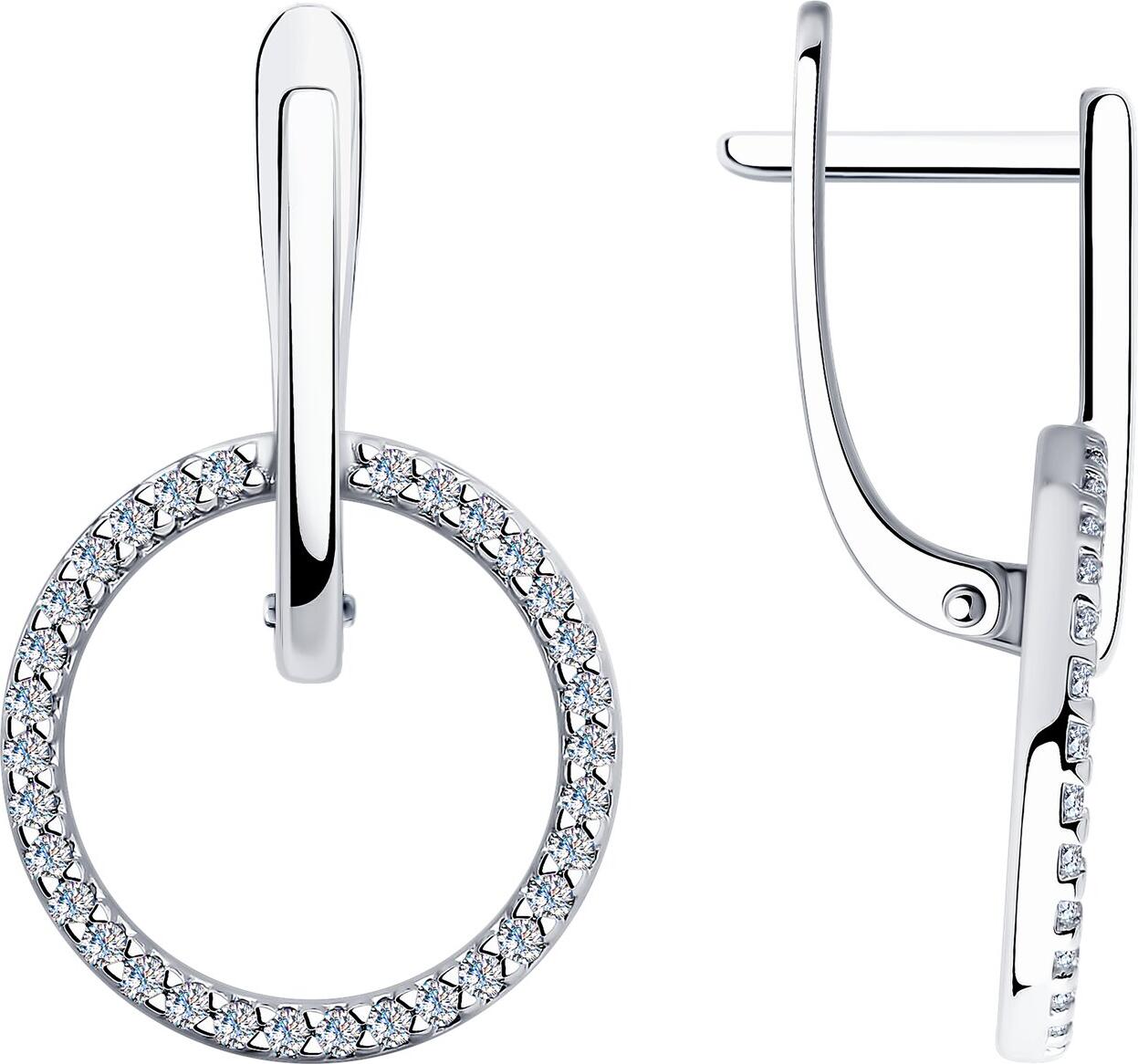 SOKOLOV 94025875 Women's Earrings SKLV Collection, 925 Sterling Silver Rhodium Plated with Round Colorless Cubic Zirconia, English Lock, 0.544 ct