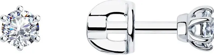 Diamant 94-122-01543-1 Women's Stud Earrings, 925 Rhodium-Plated Sterling Silver, Round Colorless Cubic Zirconia 3.5mm, 0.594 ct Total Weight