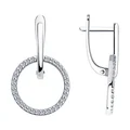 SOKOLOV 94025875 Women's Earrings SKLV Collection, 925 Sterling Silver Rhodium Plated with Round Colorless Cubic Zirconia, English Lock, 0.544 ct