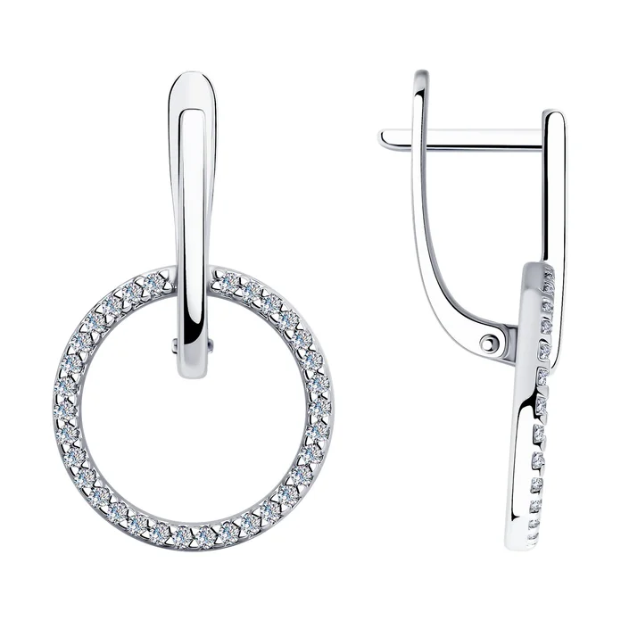 SOKOLOV 94025875 Women's Earrings SKLV Collection, 925 Sterling Silver Rhodium Plated with Round Colorless Cubic Zirconia, English Lock, 0.544 ct