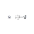 Diamant 94-122-01543-1 Women's Stud Earrings, 925 Rhodium-Plated Sterling Silver, Round Colorless Cubic Zirconia 3.5mm, 0.594 ct Total Weight