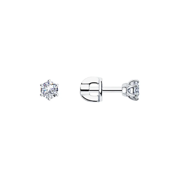 Diamant 94-122-01543-1 Women's Stud Earrings, 925 Rhodium-Plated Sterling Silver, Round Colorless Cubic Zirconia 3.5mm, 0.594 ct Total Weight