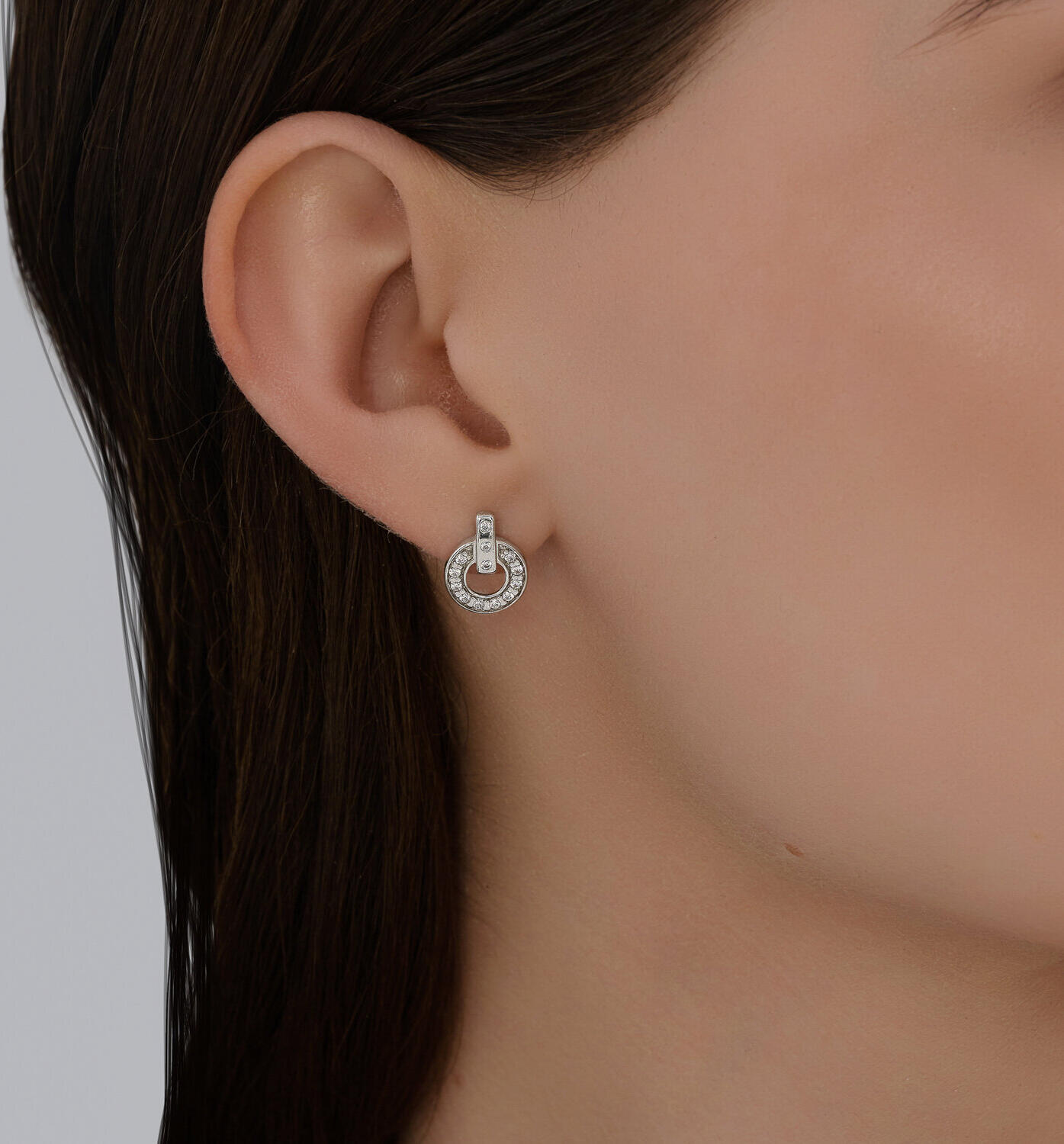 Diamant 94-120-02241-1 Women's Stud Earrings, 925 Sterling Silver, Rhodium Plated, Round Colorless Cubic Zirconia, 0.429 ct, 12x9x2 mm