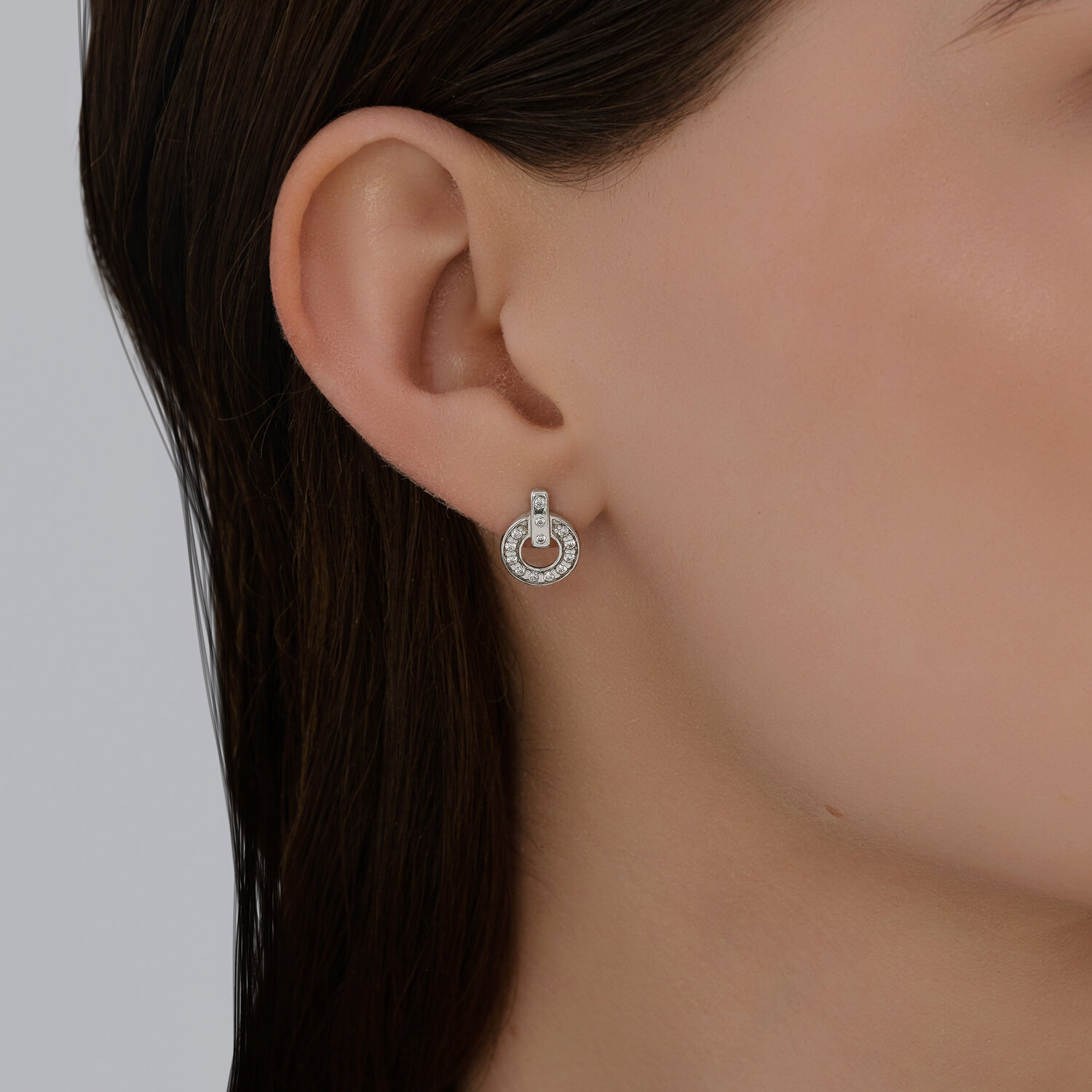Diamant 94-120-02241-1 Women's Stud Earrings, 925 Sterling Silver, Rhodium Plated, Round Colorless Cubic Zirconia, 0.429 ct, 12x9x2 mm
