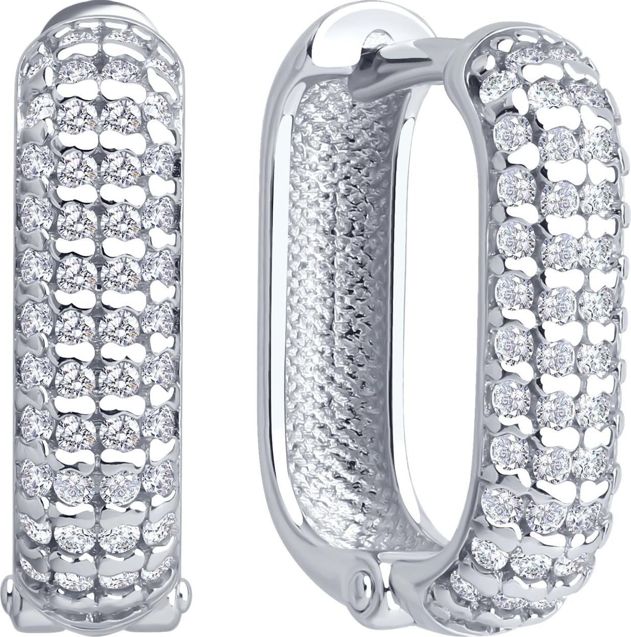SOKOLOV 94027129 Women's Classic Jewelry, 925 Sterling Silver Rhodium Plated, 96 Round Colorless Cubic Zirconia Stones, 0.864 Carat, 16x4x2 mm