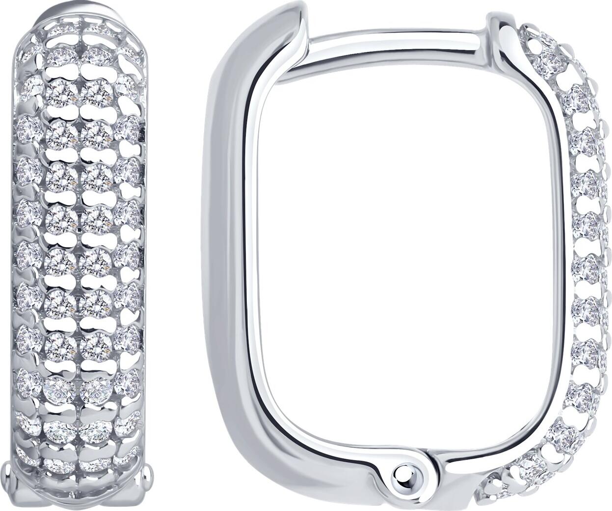 SOKOLOV 94027129 Women's Classic Jewelry, 925 Sterling Silver Rhodium Plated, 96 Round Colorless Cubic Zirconia Stones, 0.864 Carat, 16x4x2 mm
