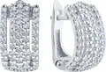 SOKOLOV 94027067 Women's Earrings, 925 Rhodium-Plated Silver, Round Colorless Cubic Zirconia, 1.848 Carats, 112 Stones, English Lock, 16x8x2 mm