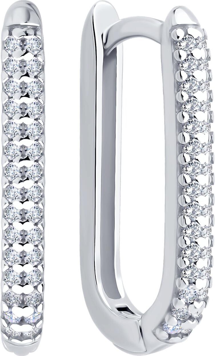 SOKOLOV 94027073 Women's Small Hoop Earrings, 925 Rhodium-Plated Silver, Round Colorless Cubic Zirconia Pavé Setting, 20mm, SKLV Collection