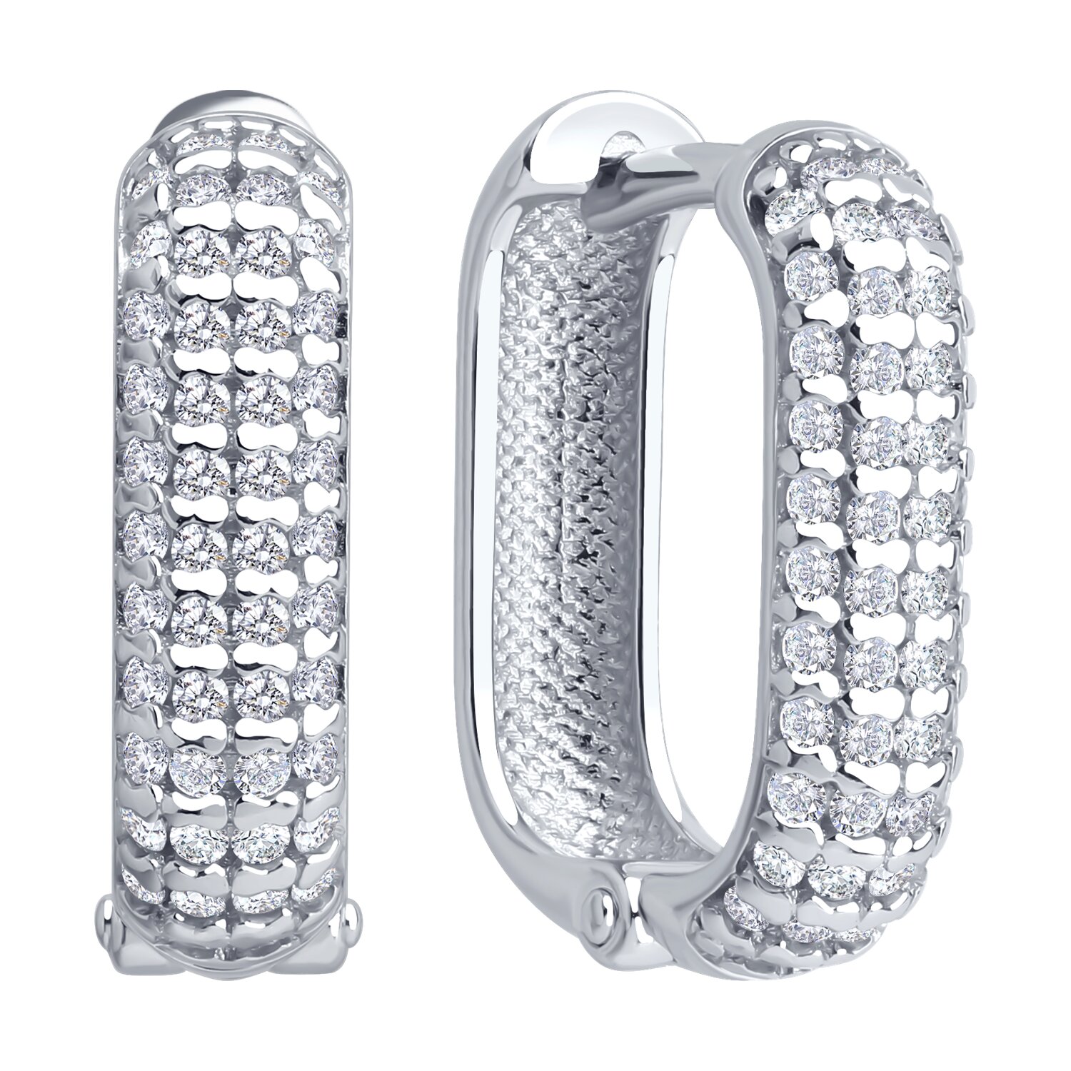 SOKOLOV 94027129 Women's Classic Jewelry, 925 Sterling Silver Rhodium Plated, 96 Round Colorless Cubic Zirconia Stones, 0.864 Carat, 16x4x2 mm