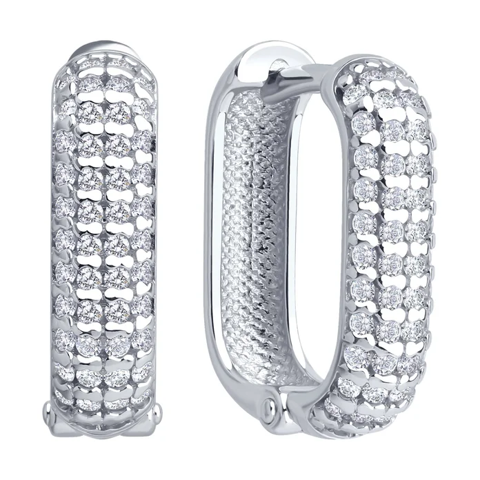 SOKOLOV 94027129 Women's Classic Jewelry, 925 Sterling Silver Rhodium Plated, 96 Round Colorless Cubic Zirconia Stones, 0.864 Carat, 16x4x2 mm