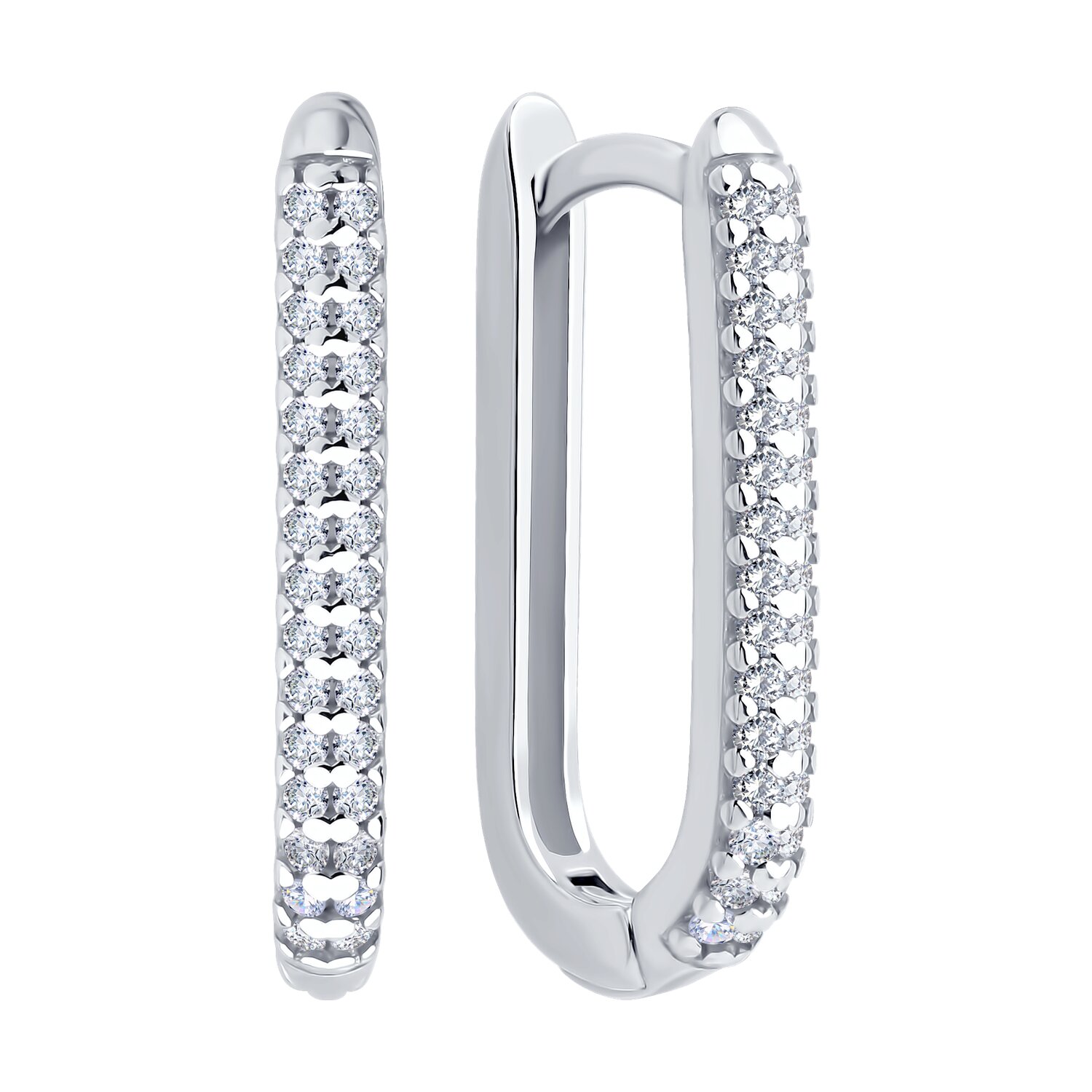 SOKOLOV 94027073 Women's Small Hoop Earrings, 925 Rhodium-Plated Silver, Round Colorless Cubic Zirconia Pavé Setting, 20mm, SKLV Collection