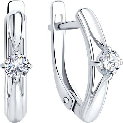 Diamant 94-120-01381-1 Women's Earrings, Rhodium-Plated 925 Sterling Silver, Round Colorless Cubic Zirconia 3.5mm, 0.594 ct, English Lock