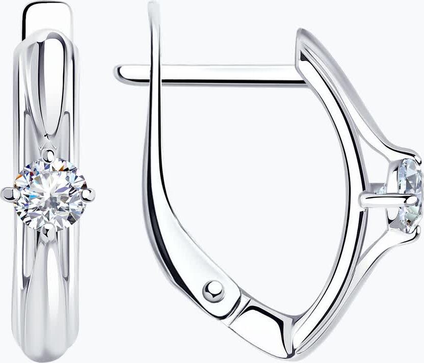 Diamant 94-120-01381-1 Women's Earrings, Rhodium-Plated 925 Sterling Silver, Round Colorless Cubic Zirconia 3.5mm, 0.594 ct, English Lock