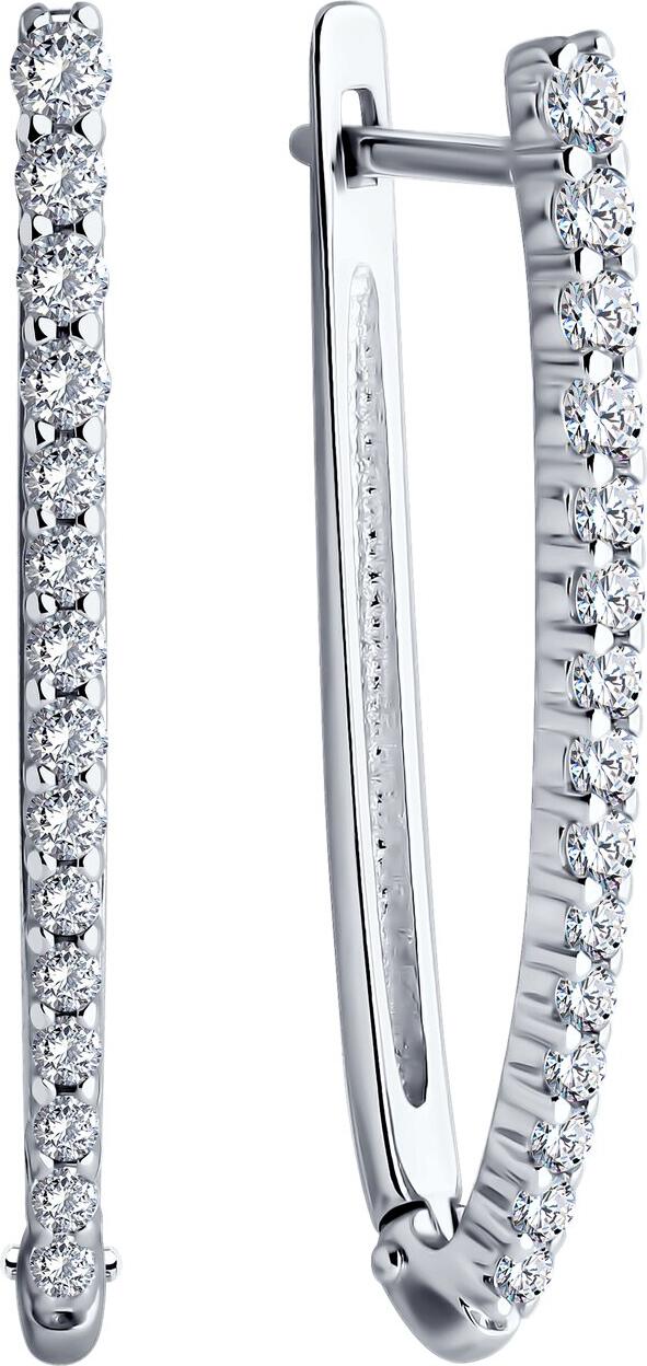 Diamant 94-120-01847-1 Women's 925 Sterling Silver Rhodium Plated Jewelry, 12 Round Colorless Cubic Zirconia 1.5mm, English Lock, 30mm Length