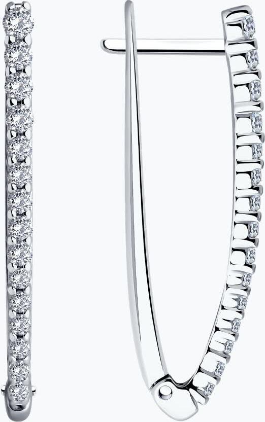 Diamant 94-120-01847-1 Women's 925 Sterling Silver Rhodium Plated Jewelry, 12 Round Colorless Cubic Zirconia 1.5mm, English Lock, 30mm Length