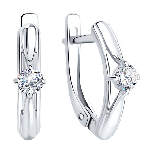 Diamant 94-120-01381-1 Women's Earrings, Rhodium-Plated 925 Sterling Silver, Round Colorless Cubic Zirconia 3.5mm, 0.594 ct, English Lock