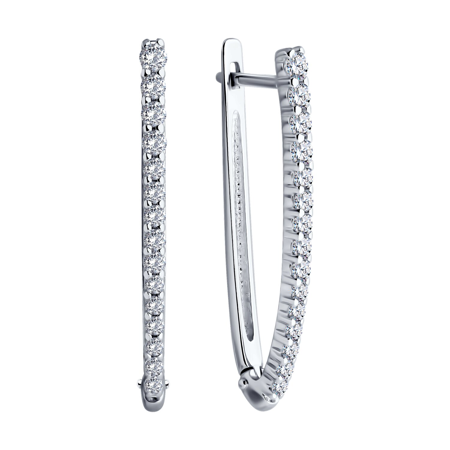 Diamant 94-120-01847-1 Women's 925 Sterling Silver Rhodium Plated Jewelry, 12 Round Colorless Cubic Zirconia 1.5mm, English Lock, 30mm Length