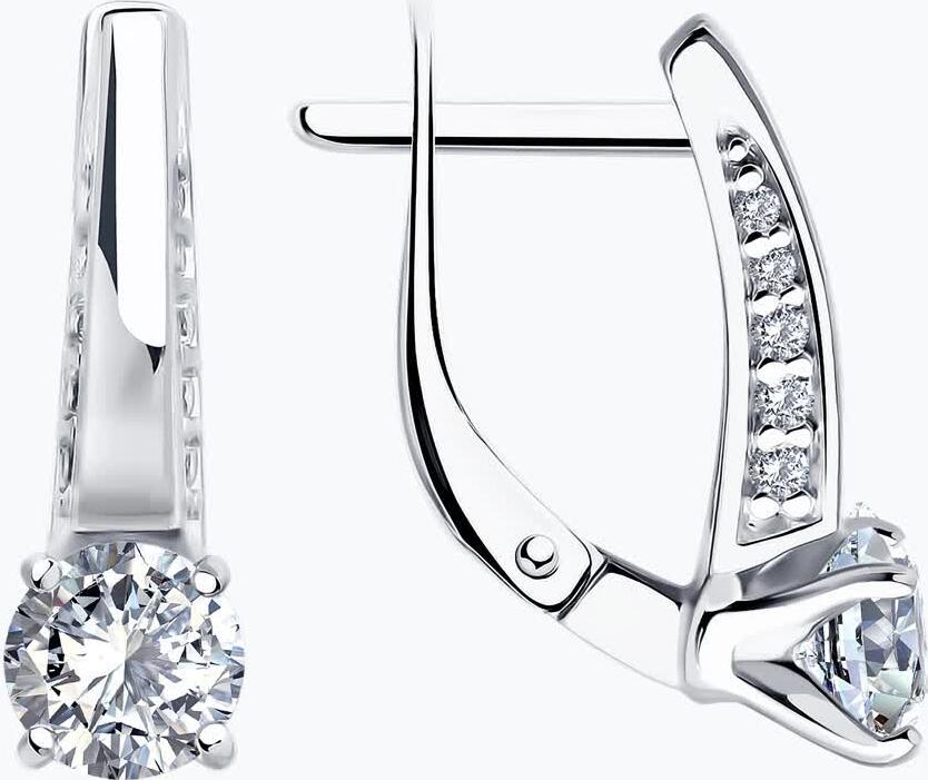 Diamant 94-120-02129-1 Women's Rhodium-Plated 925 Sterling Silver Jewelry with Round Colorless Cubic Zirconia 0.198 ct, English Lock