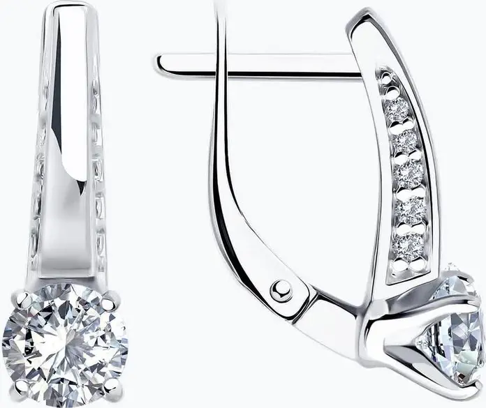 Bijuterie Diamant 94-120-02129-1 pentru femei, argint 925 placat cu rodiu, cu zirconii incolore rotunde 0.198 ct, închidere englezească