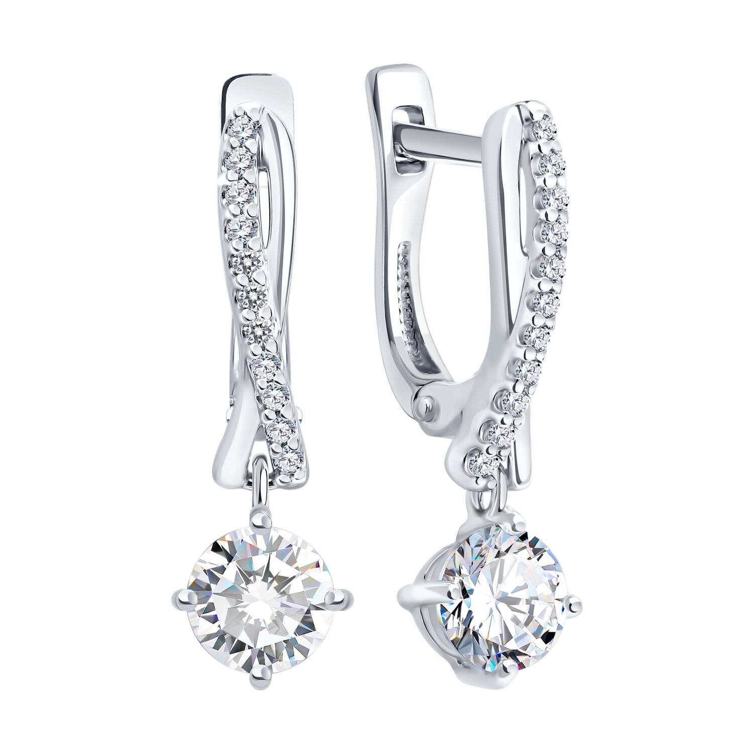 Bijuterie Diamant 94-121-00043-1 pentru femei, Argint Sterling 925 placat cu rodiu, Zirconiu Cubic (Fianit) rotund incolore, 0.198 carate, închidere englezească