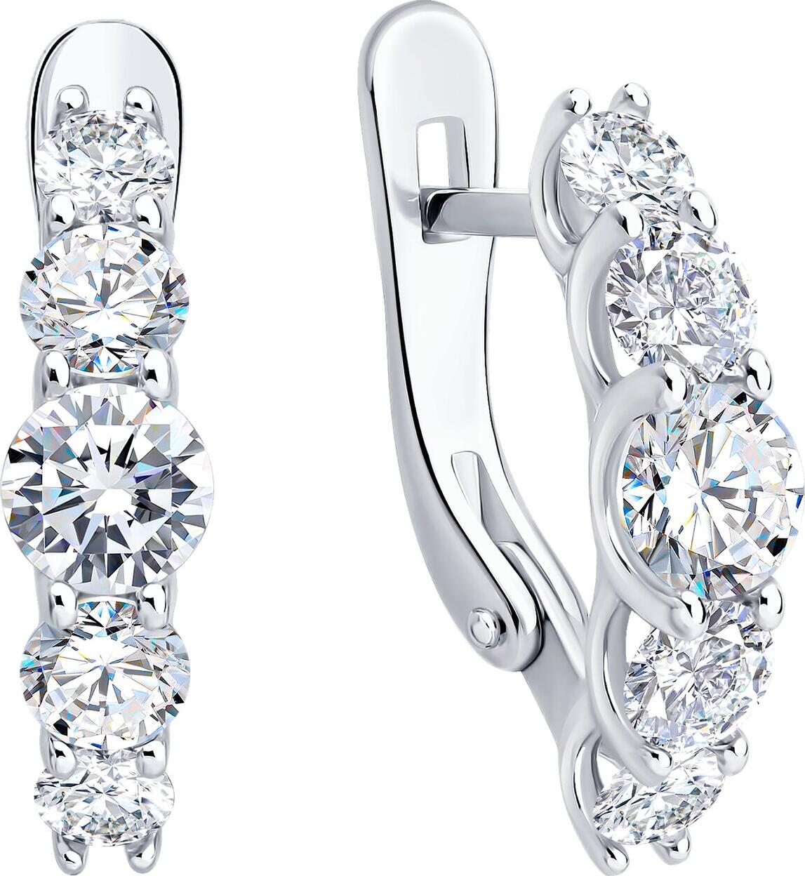 SOKOLOV 94027292 Cercei pentru femei, Argint Sterling 925 Placat cu Rodiu, Zirconiu Cubic Incolor Rotund, Închizătoare Englezească, 2.86g