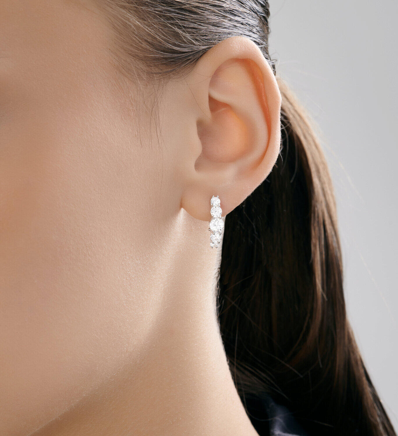 SOKOLOV 94027292 Cercei pentru femei, Argint Sterling 925 Placat cu Rodiu, Zirconiu Cubic Incolor Rotund, Închizătoare Englezească, 2.86g