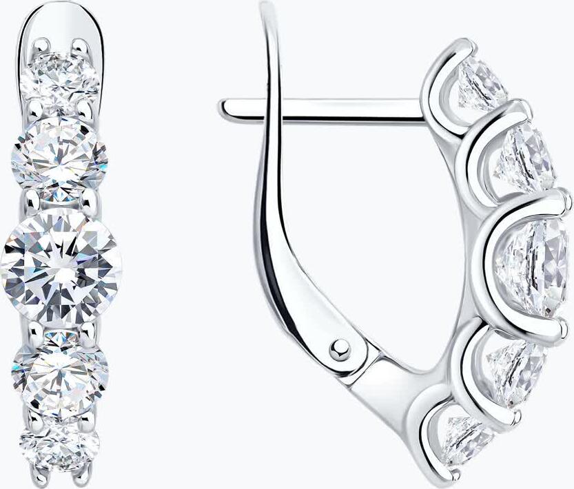 SOKOLOV 94027292 Cercei pentru femei, Argint Sterling 925 Placat cu Rodiu, Zirconiu Cubic Incolor Rotund, Închizătoare Englezească, 2.86g