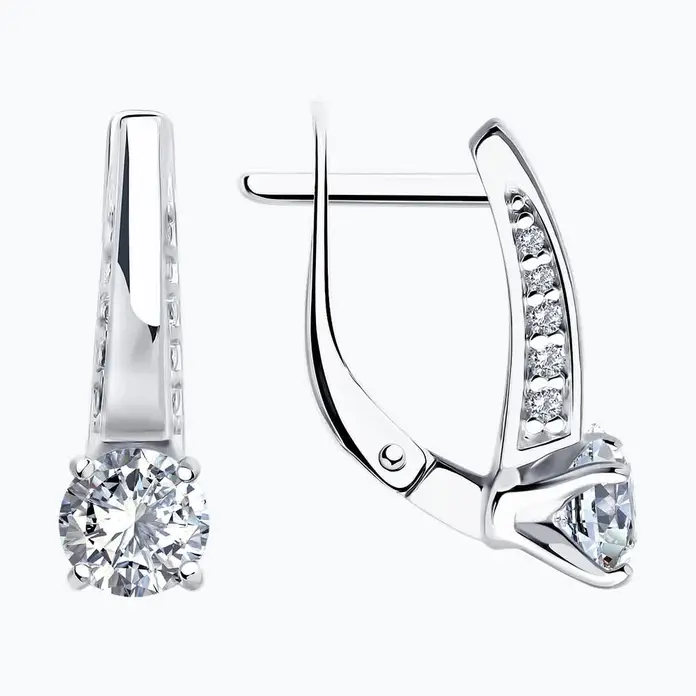 Bijuterie Diamant 94-120-02129-1 pentru femei, argint 925 placat cu rodiu, cu zirconii incolore rotunde 0.198 ct, închidere englezească