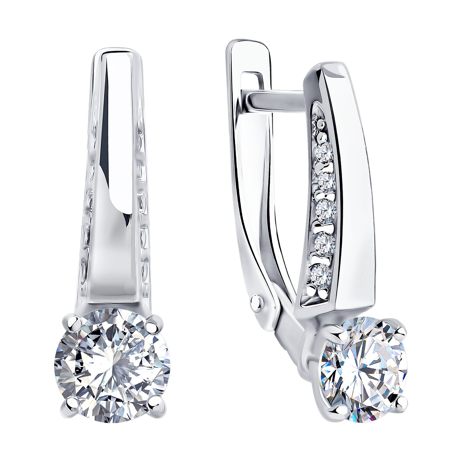Diamant 94-120-02129-1 Women's Rhodium-Plated 925 Sterling Silver Jewelry with Round Colorless Cubic Zirconia 0.198 ct, English Lock