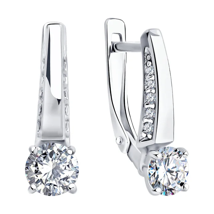 Bijuterie Diamant 94-120-02129-1 pentru femei, argint 925 placat cu rodiu, cu zirconii incolore rotunde 0.198 ct, închidere englezească