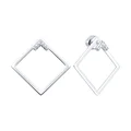 Серьги Diamant 94-122-02380-1 коллекция Sokolov для женщин, серебро 925 с родиевым покрытием, с круглым бесцветным кубическим цирконием, квадратная открытая форма, 22мм