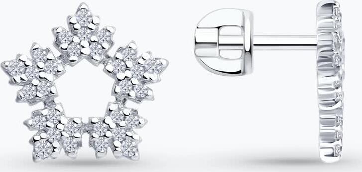 SOKOLOV 94027077 Cercei pentru femei, Argint 925 placat cu rodiu, Zirconiu Cubic incolore rotund 1mm, 0.45 ct, Închidere Stud, 12x12x2 mm