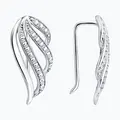 Diamant 94-120-00196-1 Women's Clip Earrings, 925 Rhodium-Plated Silver, Round Colorless Cubic Zirconia, 20x9x2 mm, 0.414 ct