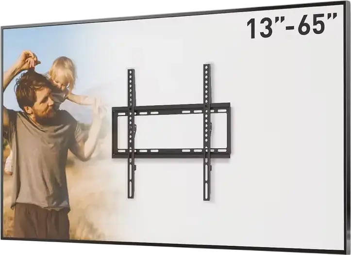 Suport TV de Perete Fix Barkan E307 pentru ecrane 13-65 inch, VESA pana la 400x400mm, Capacitate Maxima 50kg, Profil Slim 20mm, Negru