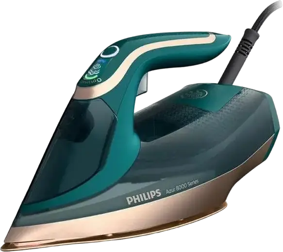 Fier de călcat cu aburi Philips Azur Seria 8000 DST8030/70, 3000W, Talpă SteamGlide Elite, Tehnologie OptimalTEMP, Boost Abur 240g, Quick Calc Release, Smarald
