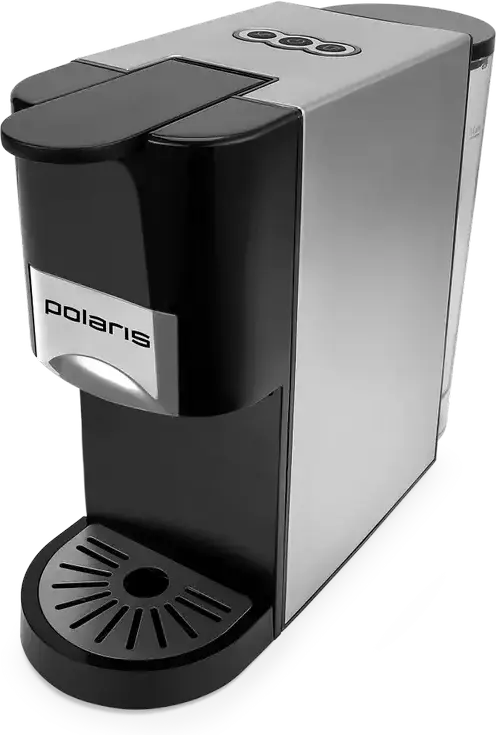 Кофемашина эспрессо 3-в-1 Polaris PCM2020, давление помпы 20 бар, 1450 Вт, корпус из нержавеющей стали, для молотого кофе и капсул, черный