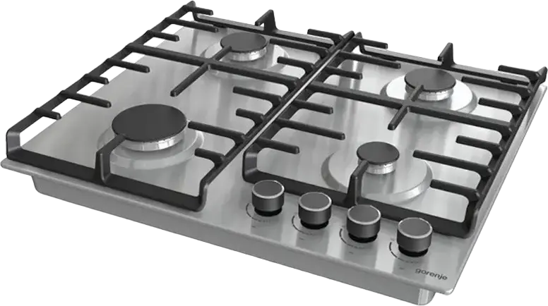Gorenje GW 642 ABX Built-in Gas Hob, 4 Burners with Wok, Stainless Steel 304 Surface, Cast Iron ProGrids, BigSurface, One-hand Ignition, Inox, 60x52 cm
