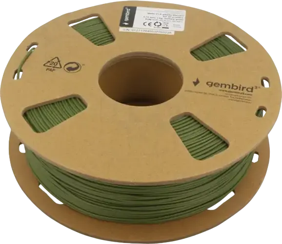 Gembird 3DP-PLA-01-MTMG PLA Filament 1.75mm Matte Military Green, 1kg Spool, 190-220°C Printing Temp, Recyclable Cardboard Spool