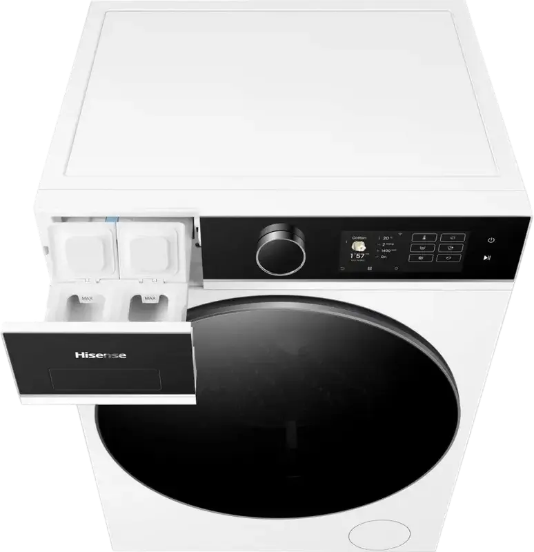 Hisense WF5I1045BWQ Front-Loading Washing Machine, 10.5kg Capacity, 1400 rpm, Energy Class A, Auto Dosing, Steam Function, Wi-Fi ConnectLife, White