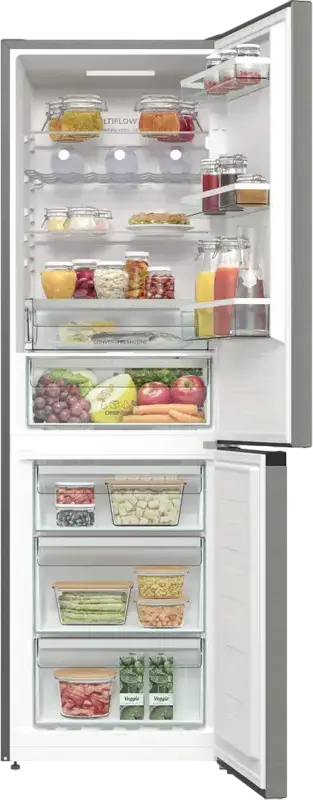 Холодильник Gorenje NRK619CA2XL4 с системой No Frost MultiFlow 360°, инверторный компрессор, объем 300 л, цвет нержавеющая сталь, 185x60x59.2 см