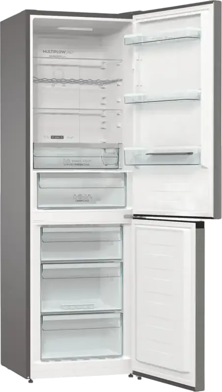 Холодильник Gorenje NRK619CA2XL4 с системой No Frost MultiFlow 360°, инверторный компрессор, объем 300 л, цвет нержавеющая сталь, 185x60x59.2 см