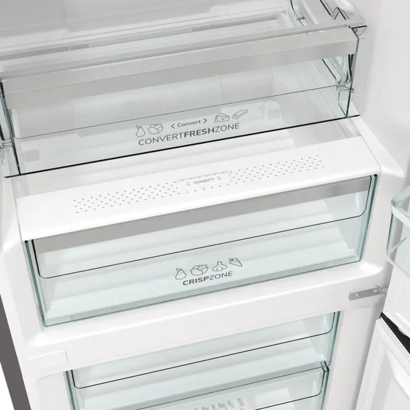 Холодильник Gorenje NRK619CA2XL4 с системой No Frost MultiFlow 360°, инверторный компрессор, объем 300 л, цвет нержавеющая сталь, 185x60x59.2 см