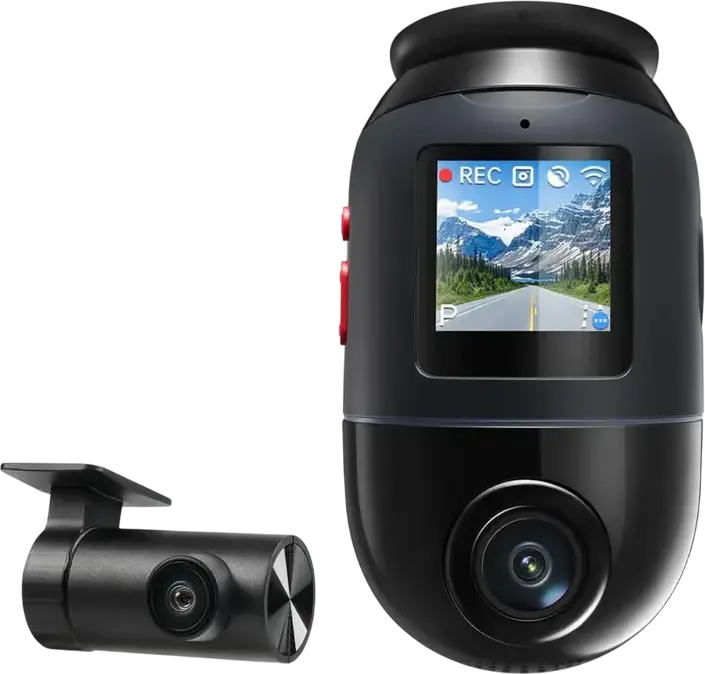 Set Cameră Auto 70mai Omni X800 4K și Cameră Spate RC14, Sony STARVIS 2 IMX678, Rotație 360°, 60fps, Wi-Fi 6, GPS, ADAS, Detecție AI Motion, Negru