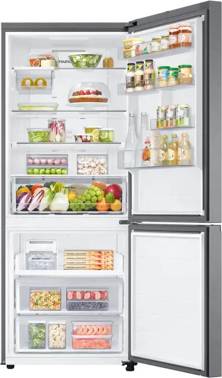 Frigider Combinat Samsung RB50DG602ES9EO cu Congelator Jos, Volum Net 508L, No Frost, Tehnologie SpaceMax, All-Around Cooling, SmartThings, Inox
