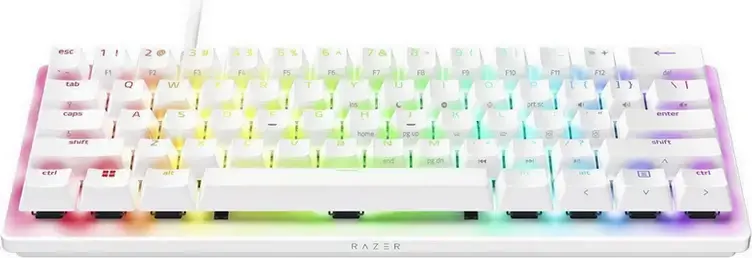 Tastatura Gaming Razer Huntsman V3 Pro Mini 60%, Alba, Switch-uri Optice Analogice Gen-2, Rapid Trigger, Snap Tap, Taste PBT, Iluminare Chroma RGB