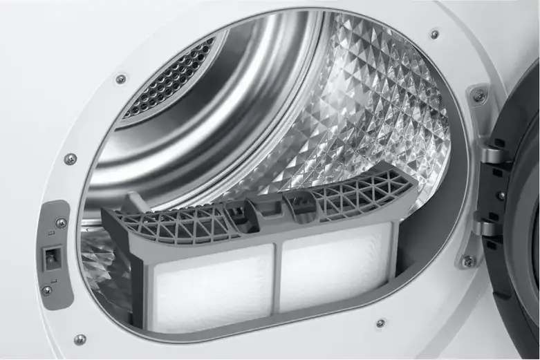 Uscător de rufe cu pompă de căldură Samsung DV90DG6845LEU4, Capacitate 9 kg, Clasa Energetică A, Tehnologie AI Dry+ Multi-Senzor, AI Control, Alb/Negru