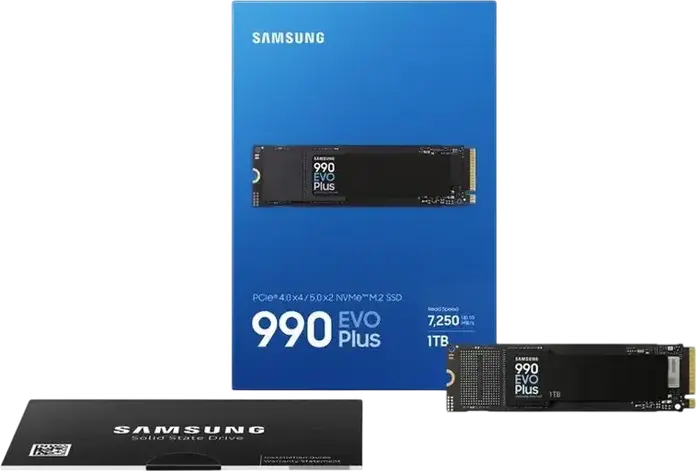 Samsung 990 EVO Plus 1TB M.2 2280 NVMe PCIe Gen 4.0 x4 / Gen 5.0 x2 SSD MZ-V9S1T0B, Up to 7250MB/s Read, 6300MB/s Write, Intelligent TurboWrite 2.0