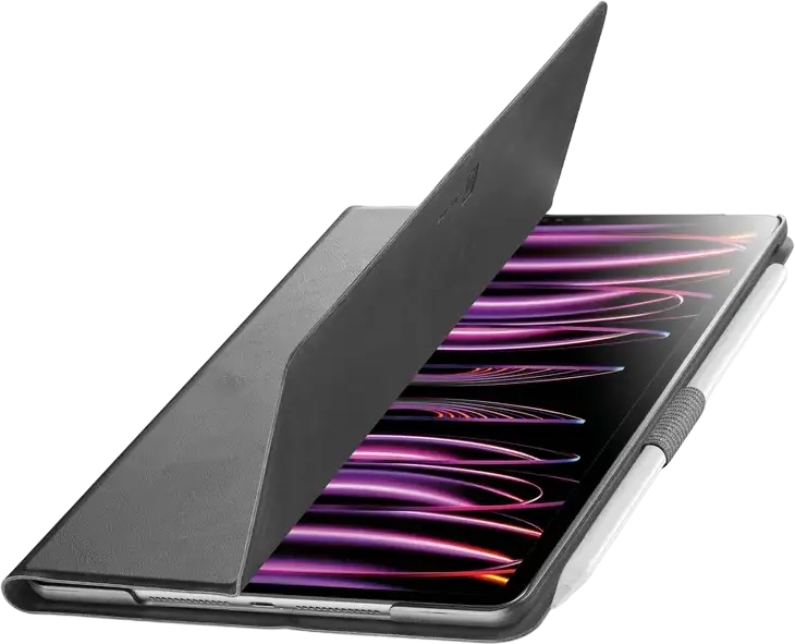 Cellularline Folio Case for iPad Pro 11 (2024 M4/M5) FOLIOIPADPRO2411K, Faux Leather & Rigid Shell, Auto Sleep/Wake, 3-Level Stand, Water Resistant