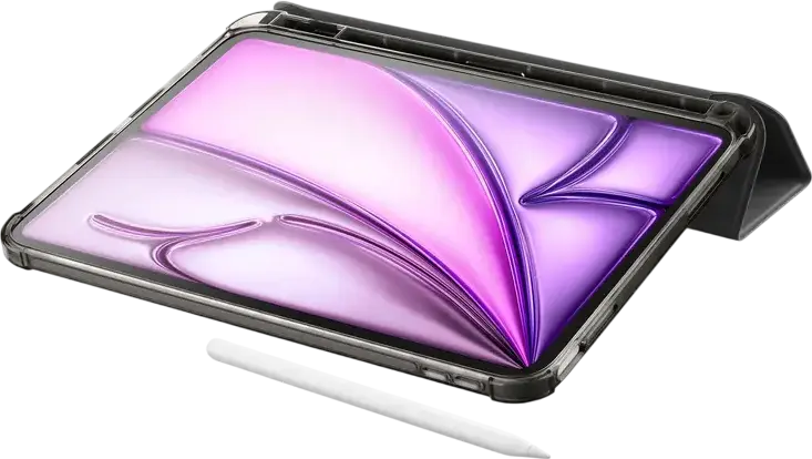 Чехол Cellularline Folio Pro для iPad Air 11" (2024), из искусственной кожи с держателем для стилуса и функцией автосна, черный